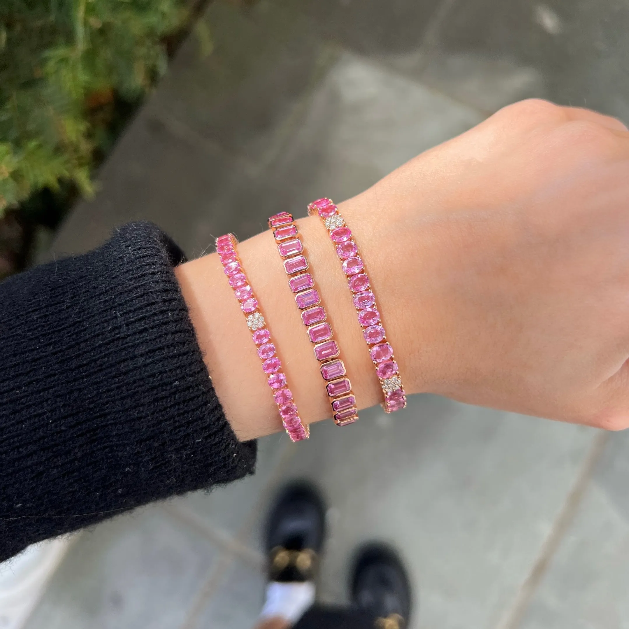 14K GOLD DIAMOND AND PINK SAPPHIRE MEDIUM RENA TENNIS BRACELET