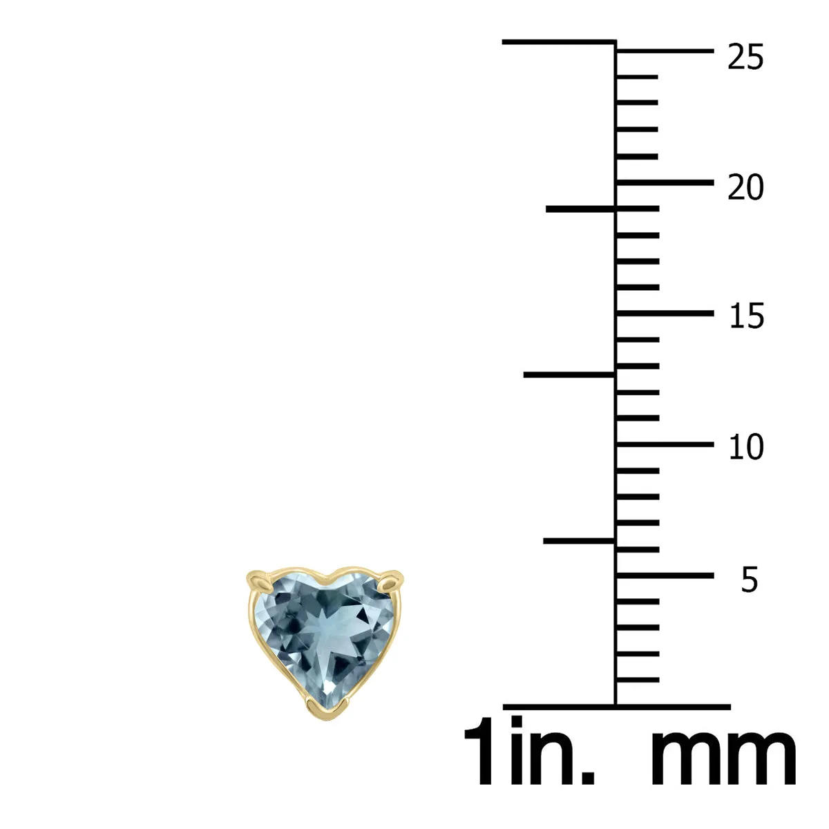 14K Yellow Gold 5Mm Heart Aquamarine Earrings
