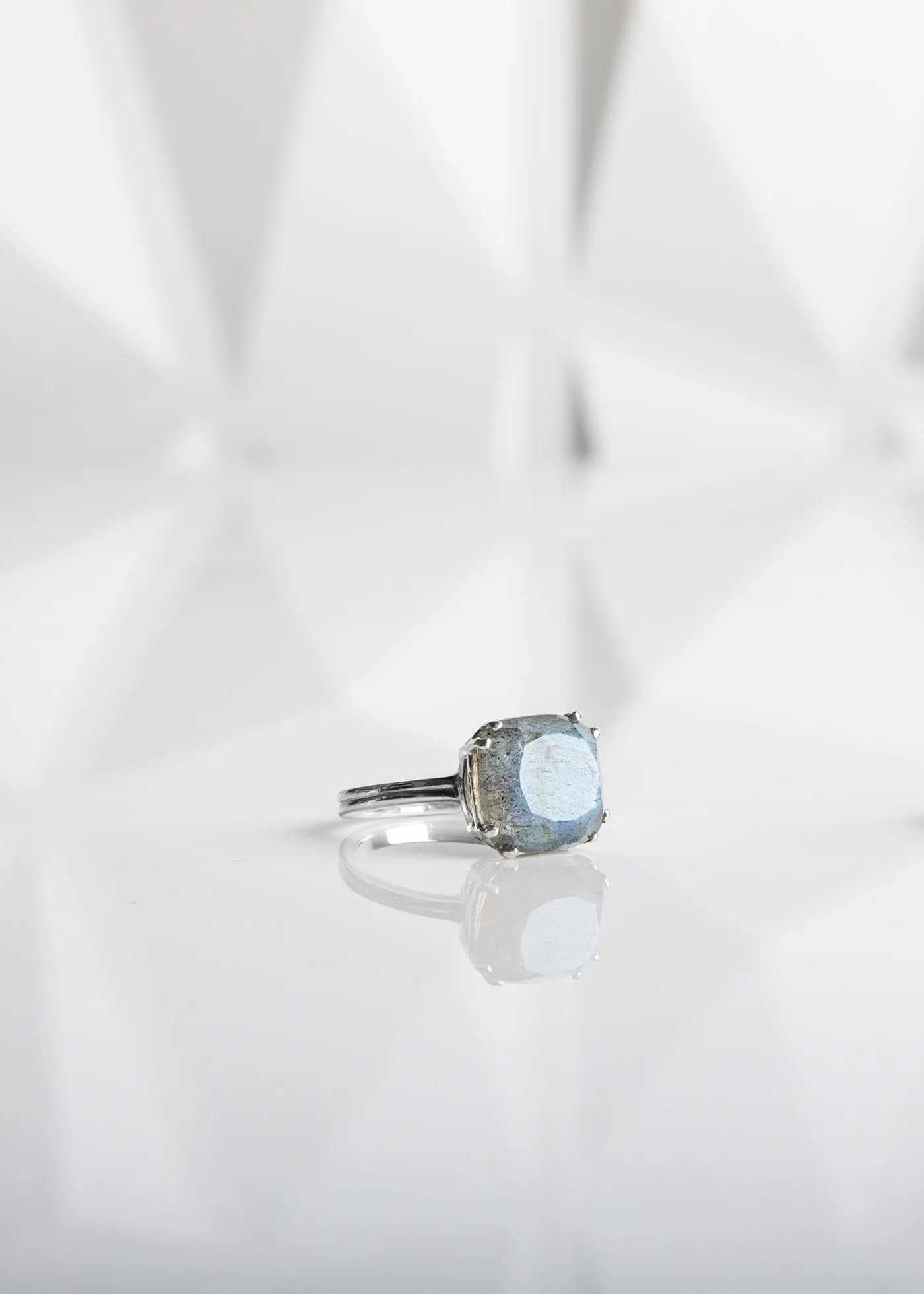 Custom Sized Sterling Ring, 12MM Cushion Cut Gemstone