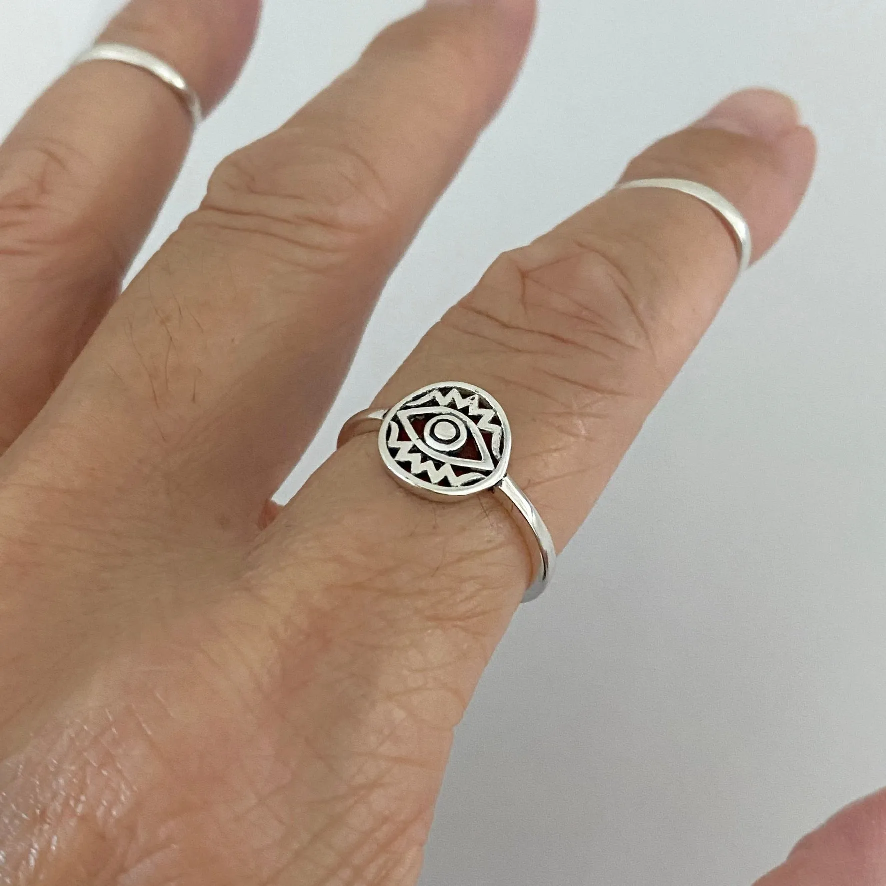 Sterling Silver All Seeing Eye Ring, Silver Rings, Protector Ring