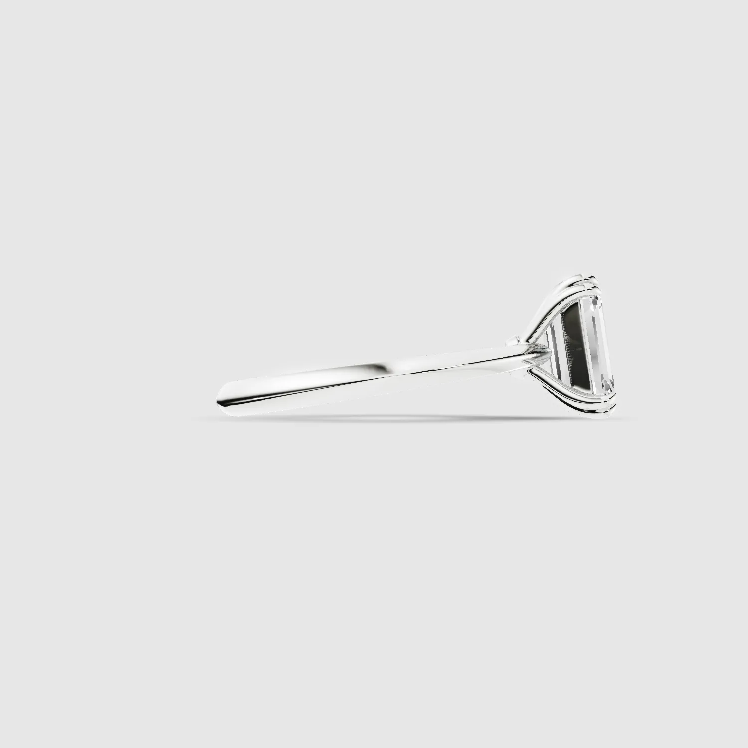 Tapered Gold Shank Lab Grown Diamond Solitaire Ring-Emerald Cut